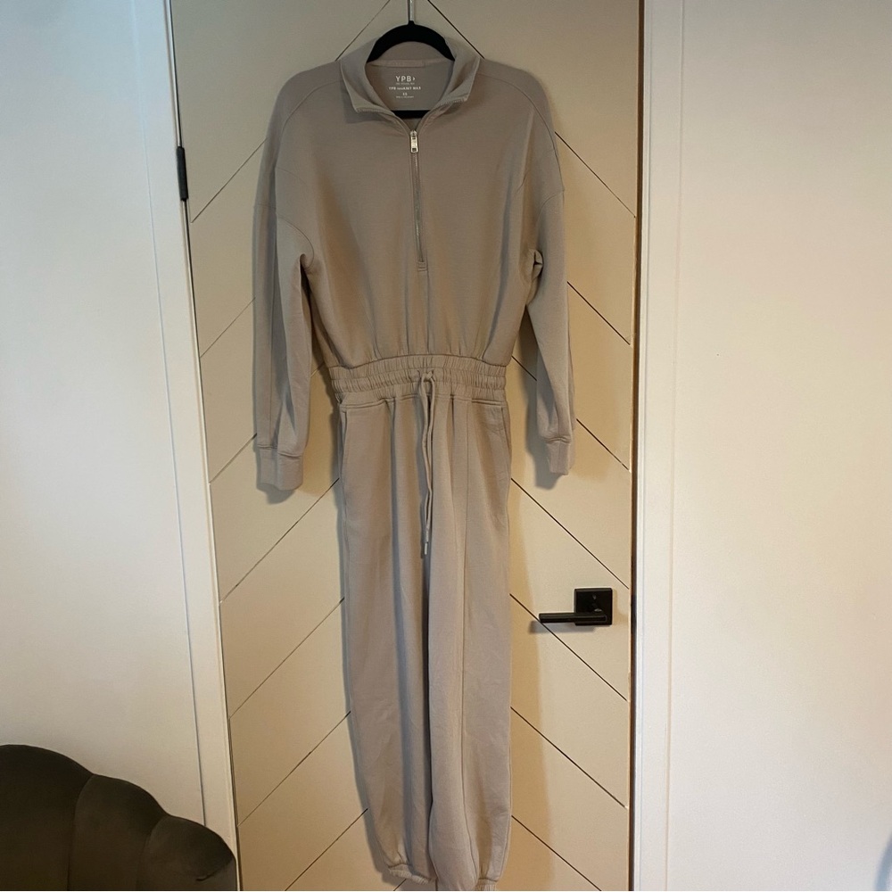 Abercrombie & Fitch Women's Tan Jumpsuit Jogger YPB neoKNIT Max Size XS - Picture 2 of 10